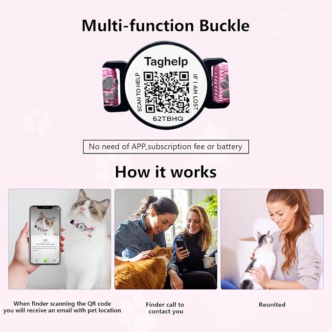 QR Code AirTag Cat Collar Breakaway Reflective - Image 4