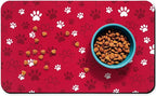 Dog Food Mat, Absorbent Water Bowl Mats Cat Pet Feeding Placemats Red 24 * 32 by Zoeeya