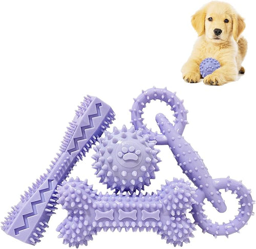 4 Pack Puppy Toys for 2-8 Months Puppies Cute Purple Teething Toys Soft Durable by Cdyzqikm