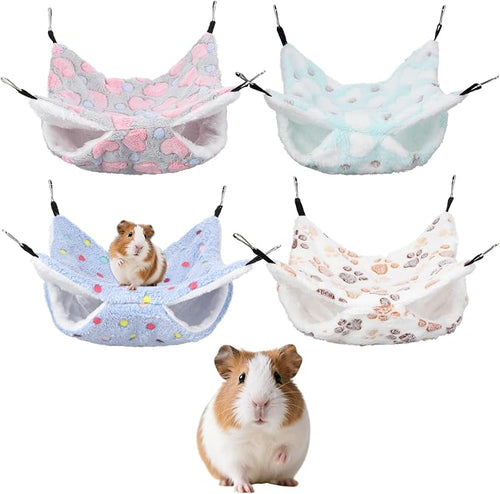 4 Pack Small Animal Hammock, 11.4x11.4 Inch Guinea Pig Rat Ferret Hanging Bed by Unknown
