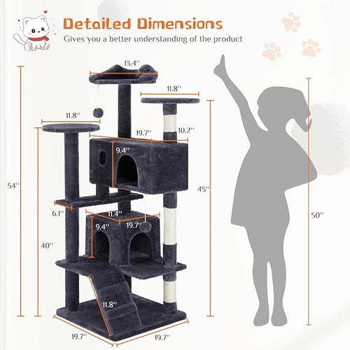 54 Inches Cat Tree Tower, Cat Tree Tower Condo - Image 2