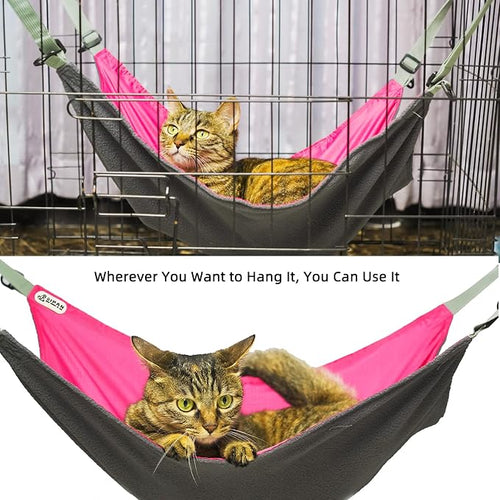 2 Pcs Small Kitty Cat Hammock for Cage, 2 Pieces Reversible Cat Hanging Hammock - Image 2