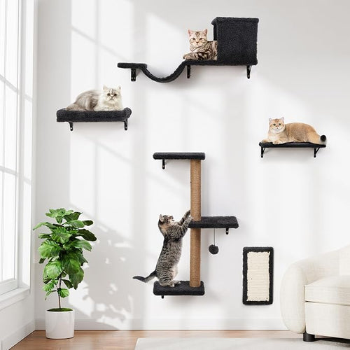 5-in-1 Cat Wall Shelves, Perch & Lounge by ZLAFM
