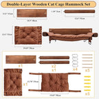 JSPYFITS Wooden Cat Wall Hammock, 18.9 x 12.6 Inch Double Layer Cat Furniture - Image 4