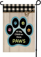 12x18 All My Children Have Paws Garden Flag Cat Paw Print Black Gingham Outdoor by ALEXMACLIST