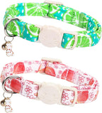 Cat Collar-2 Pack Cute Cat Collars Peach & Lemon Print Breakaway by BoboRainbow