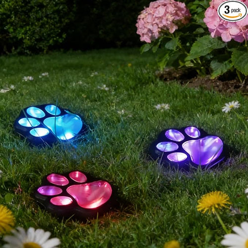 3pcs-Solar Paw Print Lights, Wireless of Cat Dog Animal Solar Lights Outdoor by Unknown