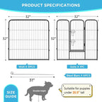 BestPet | Dog Playpen | 32 Inch, 6 Panels | Heavy Duty Metal Pet Exercise Pen | - Image 7