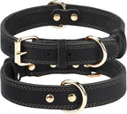 Joytale Leather Dog Collar for Medium Dogs, Genuine Thick Solid Leather by Joytale