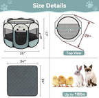 Dog Playpen with 2 Washable Pee Pad, Puppy Pet Cat Playpen Small AnimalsTent - Image 3