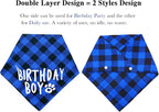 Plaid Dog Bandana with Button, Dual Layer Soft Cotton Triangle Dog Scarf - Image 3