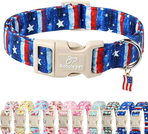 4th of July Dog Collar, Stars & Stripes Patriotic Dog Collars by Babolepet