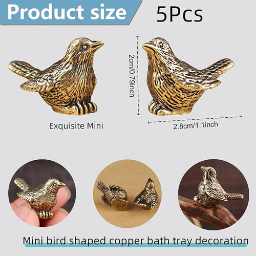5 Pcs Mini Brass Bird Shape Copper Bath Disk Birdbath Cleaner Purification - Image 2