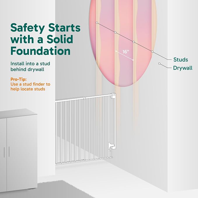 Cumbor 29.2–43" Baby Gate for Stairs, Wall-Mounted, Expandable No Bottom Bar - Image 5