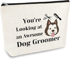 Dog Groomer Gift for Women Makeup Bag Pet Grooming Present Cosmetic Bag Dogs by Mikela