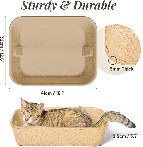 6 Pack Disposable Cat Litter Boxes, Durable Leak-Proof Cardboard Kitty Litter - Image 2