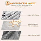 Waterproof Dog Blankets Pet Blanket 60"x80", Soft Fluffy Sofa Car Bed Protector - Image 3