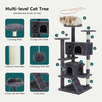 DUMOS 54-inch Indoor Cat Tree Tower –Multi-Level Pet House - Image 4