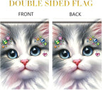 Cute Kitty Garden Flag 12x18 Inch Bling Rhinestone Cat Face Banner Double Sided - Image 3