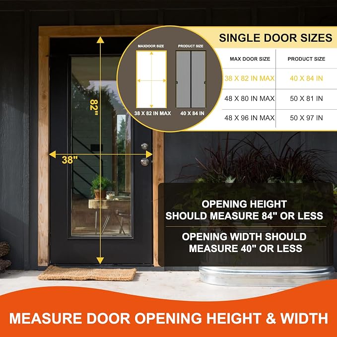 Fiberglass Magnetic Screen Door Fit Door Size 38 x 82 in- Heavy Duty Fiberglass - Image 2