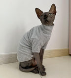 Sphynx Hairless Cats Shirt Cotton Cat Turtleneck Sweater Pullover Kitten - Image 2