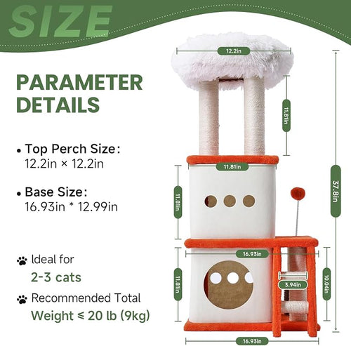37.4-inch Cat Tree, Cat Tree Tower - Image 2