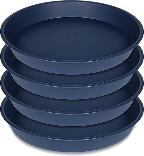 4 Pack of 18 19 inch Plant Saucer Drip Tray, Heavy Duty Deep Plant Saucers by Bleuhome