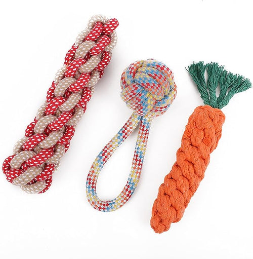 3PCS Natural Cotton Rope Toys for Small Dogs and Puppies, Dog Dental Care Chew by Unknown