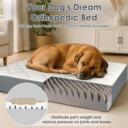 35.5" x 23.5" x 4.7" Large Orthopedic Dog Beds, Waterproof Faux Leather Memory - Image 2