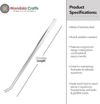 Mandala Crafts 15 Inches Silver Stainless Steel Curved Aquarium Tweezers - Image 3