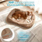 Cute Washable Dog Bed for Medium Large Dogs, Calming Furry Bolster Dog Bed - Image 8