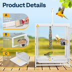 VIVOHOME 19 Inch Wrought Iron Bird Travel Carrier Cage - Image 5