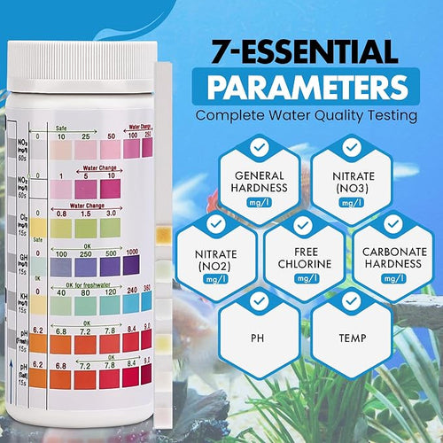 7 in 1 - Aquarium Test Strips | 100 Fast & Accurate Strips | Fish Tank - Image 2