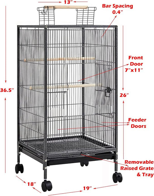 36-Inch Deluxe Sturdy Wrought Iron Bird Flight Open Play Top Cage - Image 2