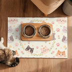 Cat Feedings Mats 20x12 inch Beige Cat Print Pet Bowl Placemat Non Slip Mat - Image 5