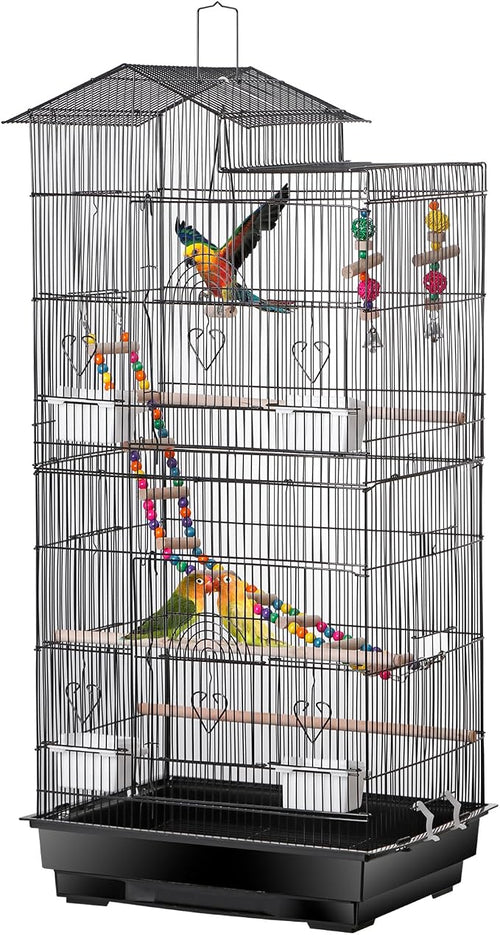 39-Inch Roof Top Bird Cage Large Flight Parrot Cage w/Toys by NovaMicrodermabrasion