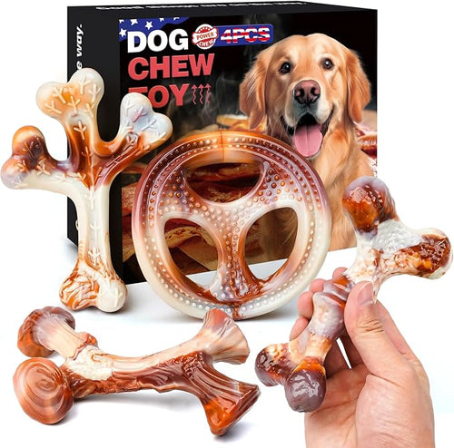 4 Pack Dog Chew Toys for Aggressive Chewers by OSORD