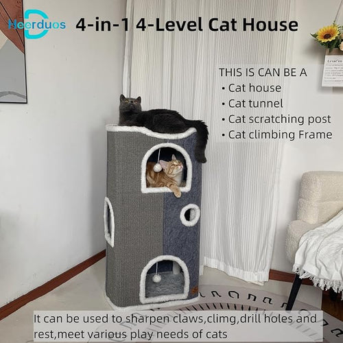 4-Level Cat House for Indoor Cats, Covered Cat Beds and Furniture - Image 2