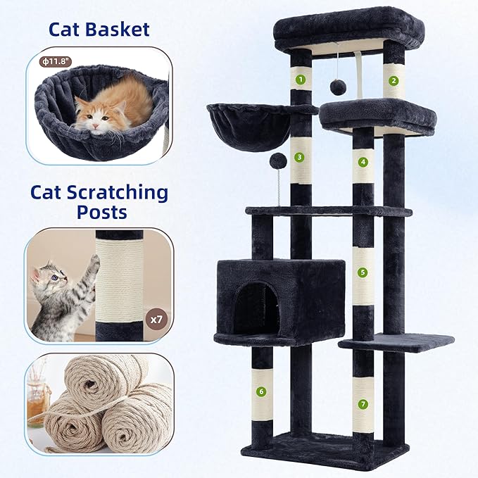Cat Tree for Indoor Cats, 55.1 inch Cat Tower - Image 5