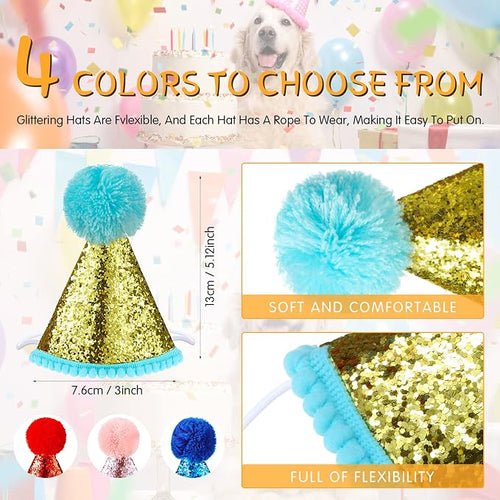 4 Pieces Dog Birthday Hat for Pets Christmas Party Decoration Accessories Pet - Image 2