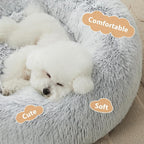WNPETHOME Calming Dog Bed Cat Bed Donut, Faux Fur Pet Bed Self-Warming Donut - Image 2