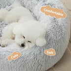 WNPETHOME Calming Dog Bed Cat Bed Donut, Faux Fur Pet Bed Self-Warming Donut - Image 2