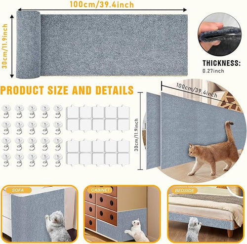3PCS Cat Scratch Mat, 39.4"x11.9" DIY Trimmable Self-Adhesive Cat Scratching Mat - Image 2