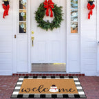 Tinideya 2 Pcs Winter Door Mat Snowman Welcome Non Slip Coir Mats Snow Black - Image 5