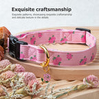Cotton Handmade Dog Collar Cute and Distinctive Patterns Pink Rose - Image 5