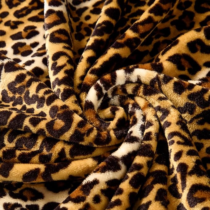 Bnuitland Leopard Print Flannel Blanket, Large Size 108x90 Inches - Image 5