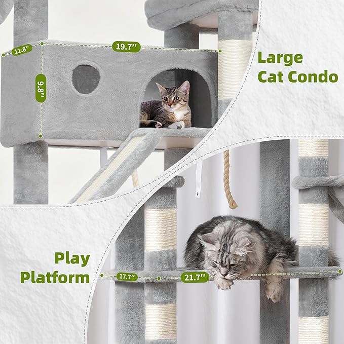 Cat Tree for Large Cats, 78.7" Tall Cat Tower for Indoor Cats Multiple Cats - Image 4