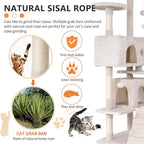 BestPet | 70" Cat Tree Tower | Beige | Sturdy, Hanging Cat Toys, Observation - Image 4