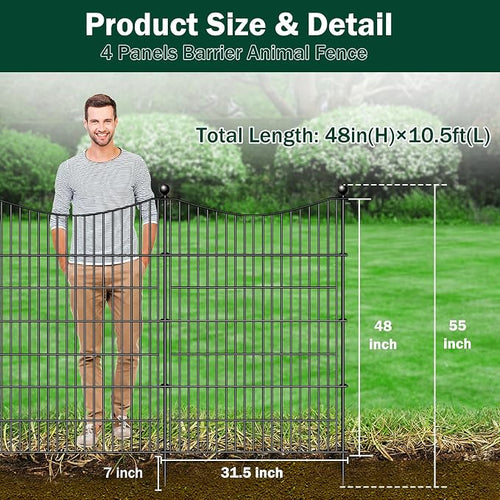 4 Panels No Dig Dog Fence Outdoor - Image 2