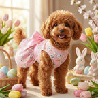 Easter Dog Dress with Bunny & Carrot Print, Festive Holiday Pink Spring Pet - Image 5